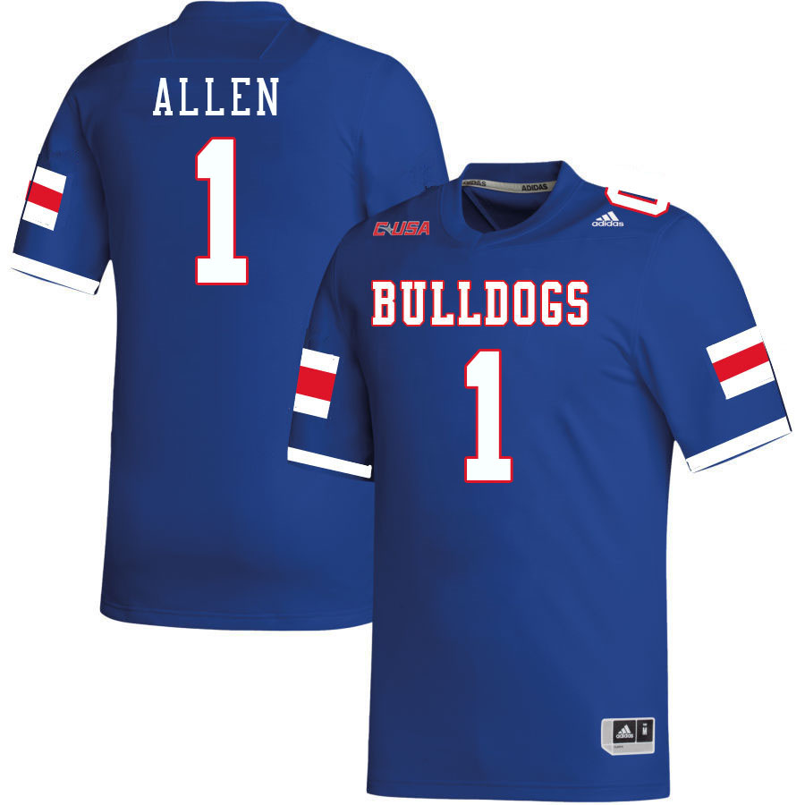 Men-Youth #1 Cyrus Allen Louisiana Tech Bulldogs 2023 College Football Jerseys Stitched Sale-Blue